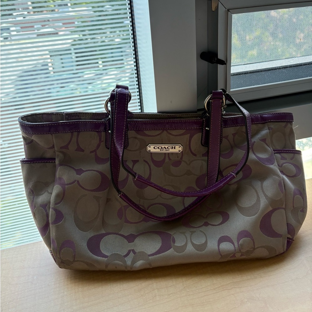 Coach Purple and Taupe Women's Bag